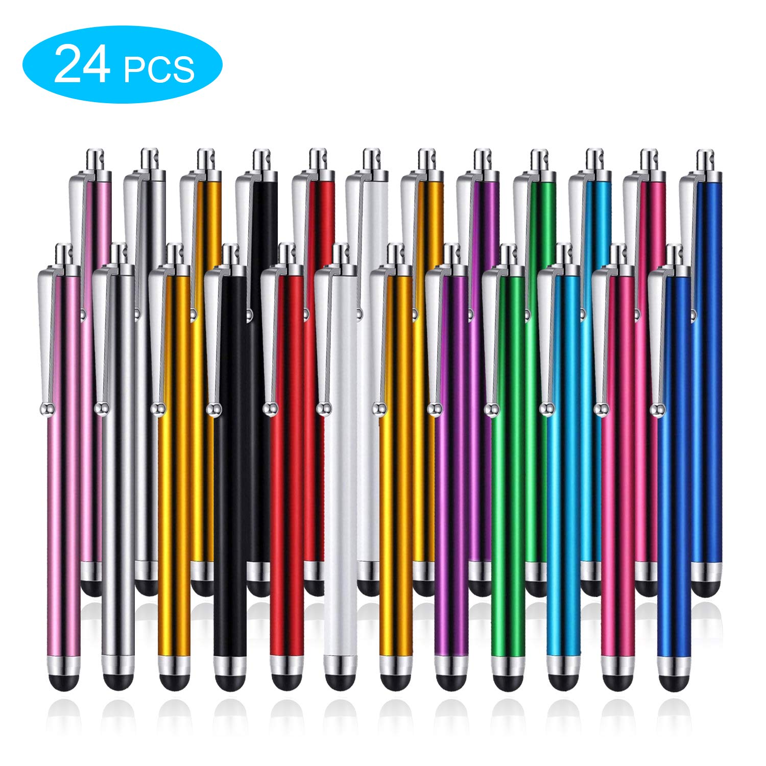 weile24 Pieces Stylus Pen Universal Touch Screen Stylus Pen Capacitive Stylus Pens for Most Devices Compatible with iPhone, iPad, Tablet (12 Colors)
