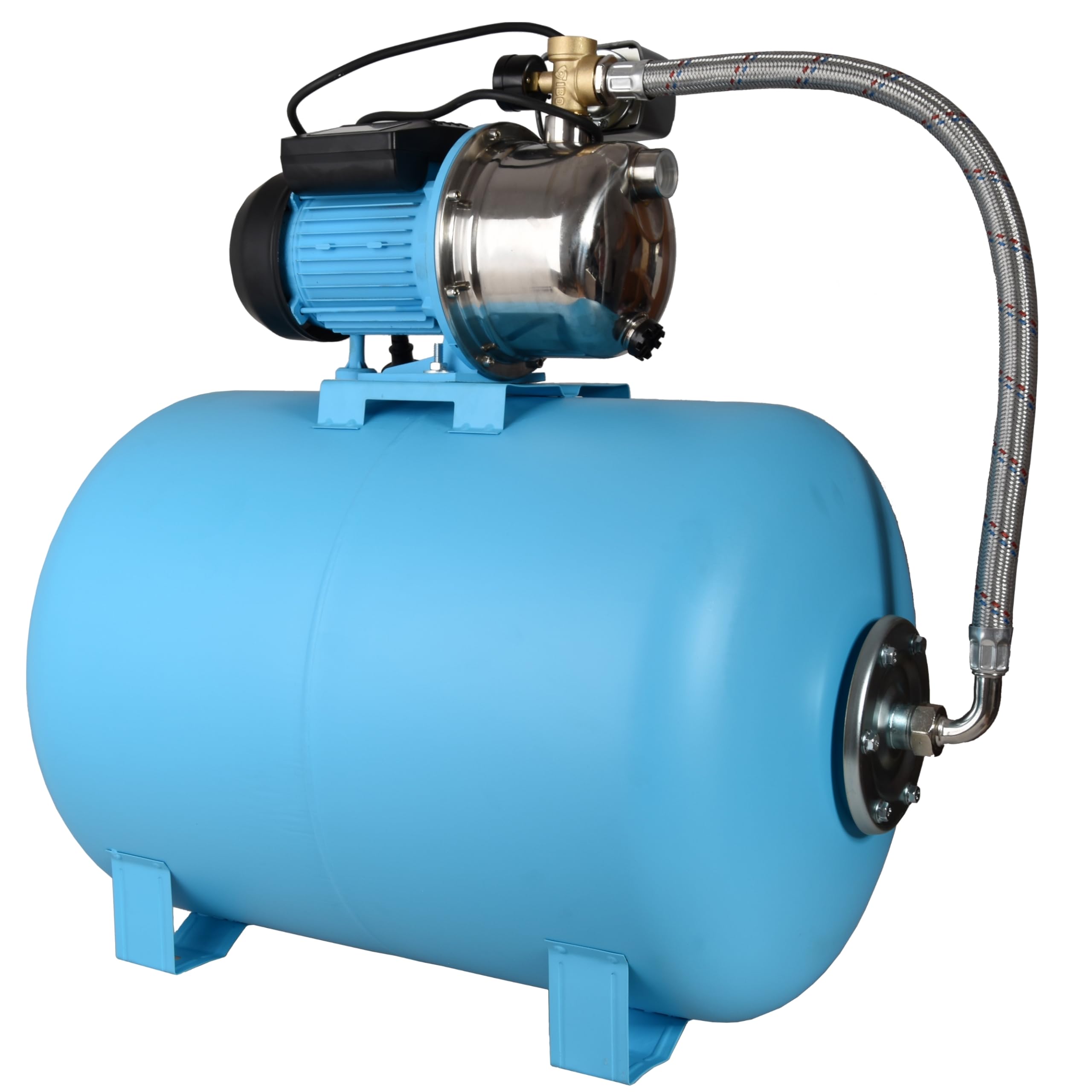Serbatoio a pressione JS 1100 - Pompa per l'approvvigionamento idrico domestico con serbatoio da 100L - Acciaio inossidabile INOX - Pompa dell'acqua (3600 l/h, 1100W, altezza di sollevamento 50m