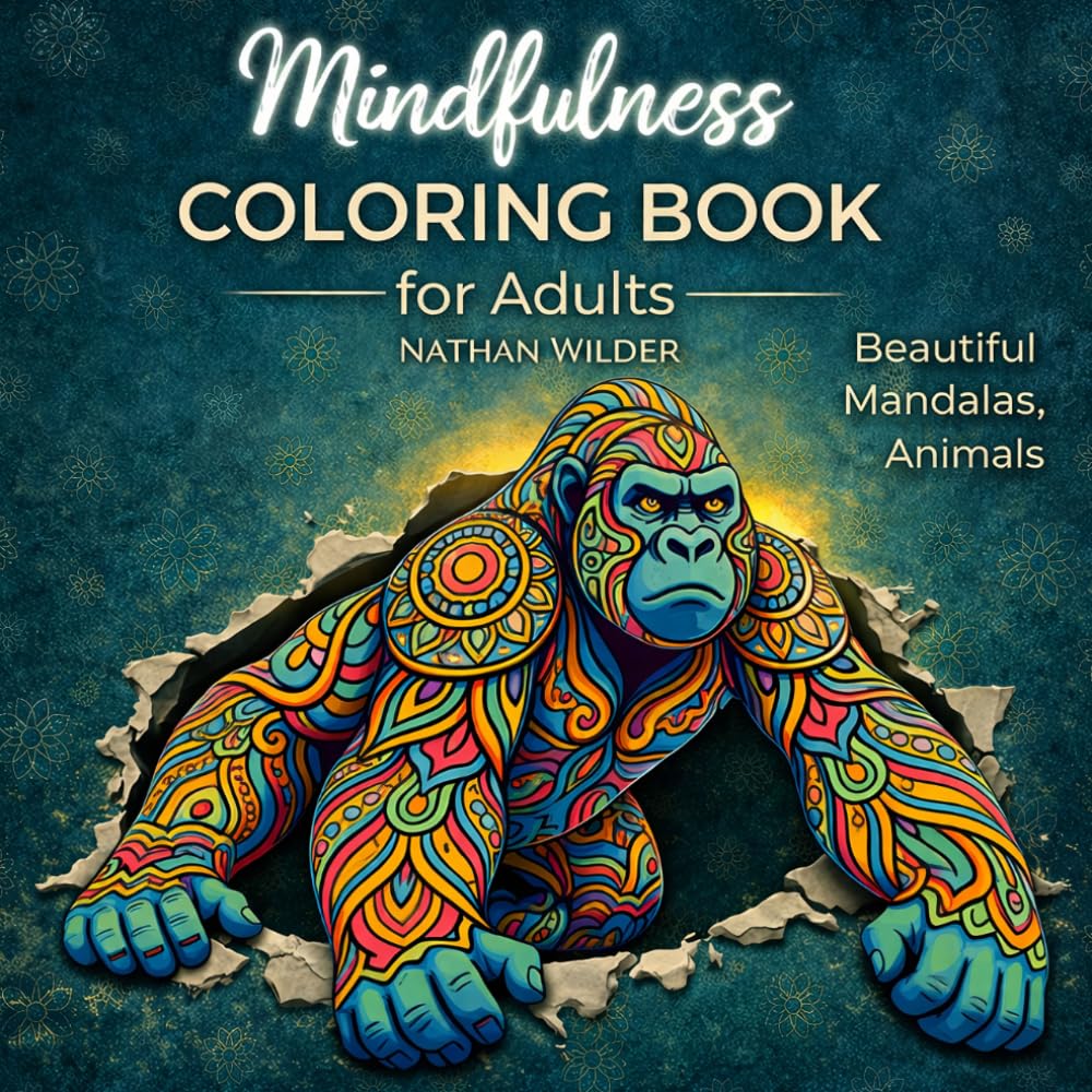 Mindfulness COLORING BOOK For Adults: Beautiful Mandalas, Animals