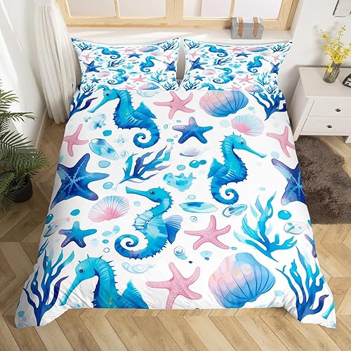 Miniatura 36 de Juego de funda de edredón de olas oceánicas, tamaño Queen, brújula retro faro, velero, juego de ropa de cama náutica para mujeres, hombres y niños,