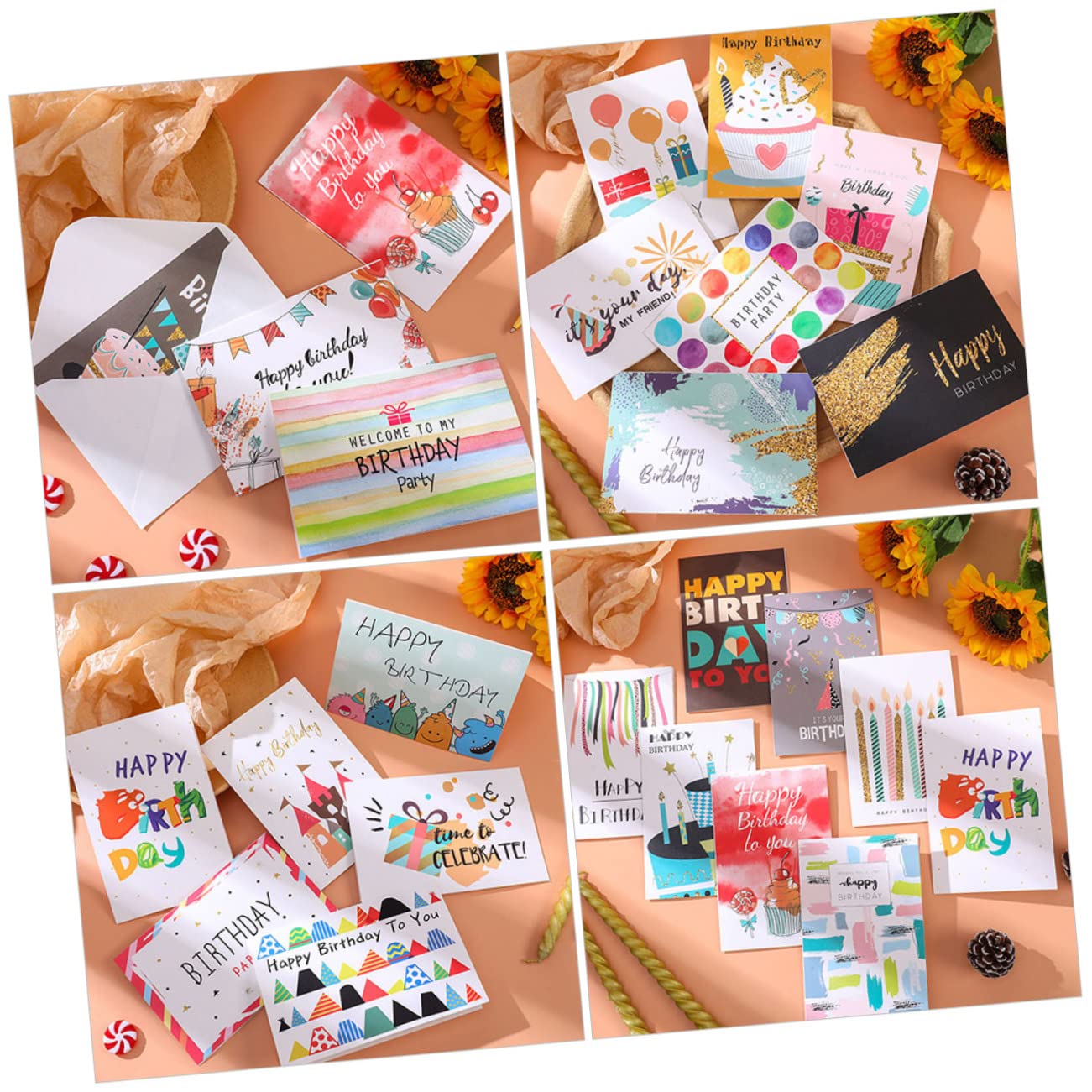 ifundom 36 Biglietti di Auguri Compleanno in Carta Buste, Biglietti di Auguri Creativi per Festa di Compleanno, Adatti per Adulti e Bambini, per DIY