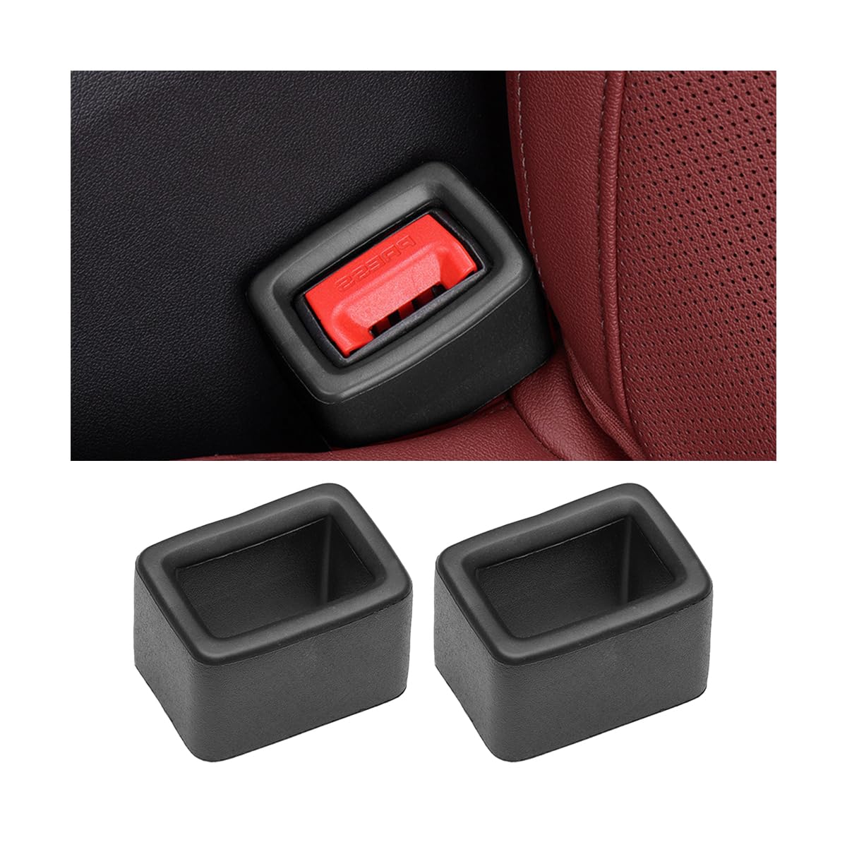 Osilly Car Seat Belt Buckle Holder, 2PCS Vehicle Seatbelt Buckle Booster for Easy Access, Seatbelt Buckling Cover to Make Receptacle Stand Upright for Kids, Universal Automotive Accessories (Black)