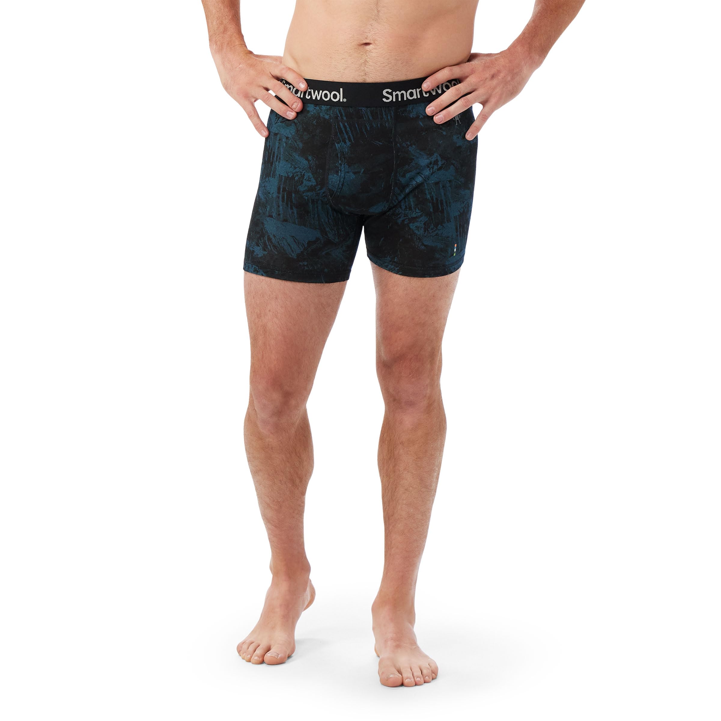 Smartwool Men's Merino Print Brief Boxed Boxer Shorts, Twilight Blue Mountain, M