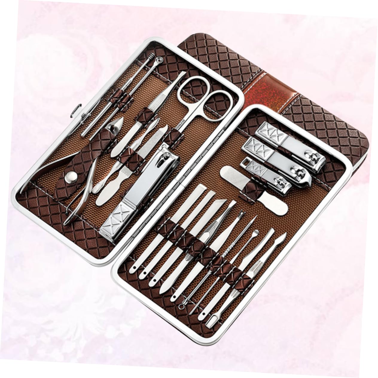 Set 21pezzi di Tagliaunghie in Acciaio Inossidabile Marrone | Design Ergonomico, Quick Nail Shaping, Adatto a Friends e Family Members