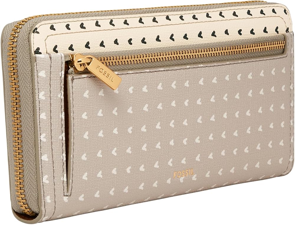 Fossil Women's Logan Leather RFID-Blocking Zip Around Clutch Wallet with Wristlet Strap for Women