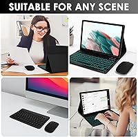 Vista 3 de LAMA Funda con teclado retroiluminado de 7 colores con mouse para Samsung Galaxy Tab A8 de 10.5 pulgadas, funda de teclado inalámbrico con soporte