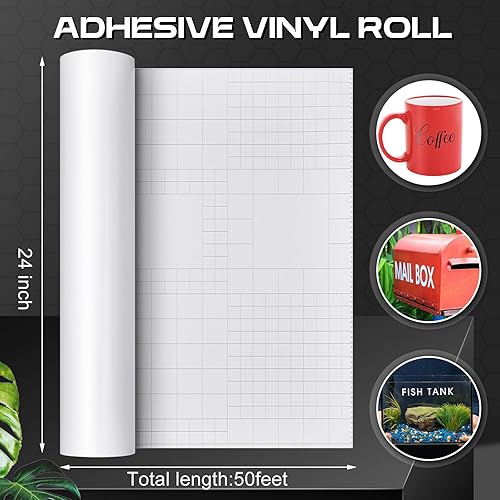 Miniatura 2 de Gueevin Rollo de vinilo mate de 24 pulgadas x 50 pies, rollos de vinilo permanente autoadhesivo para decoración del hogar, taza y cerámica,