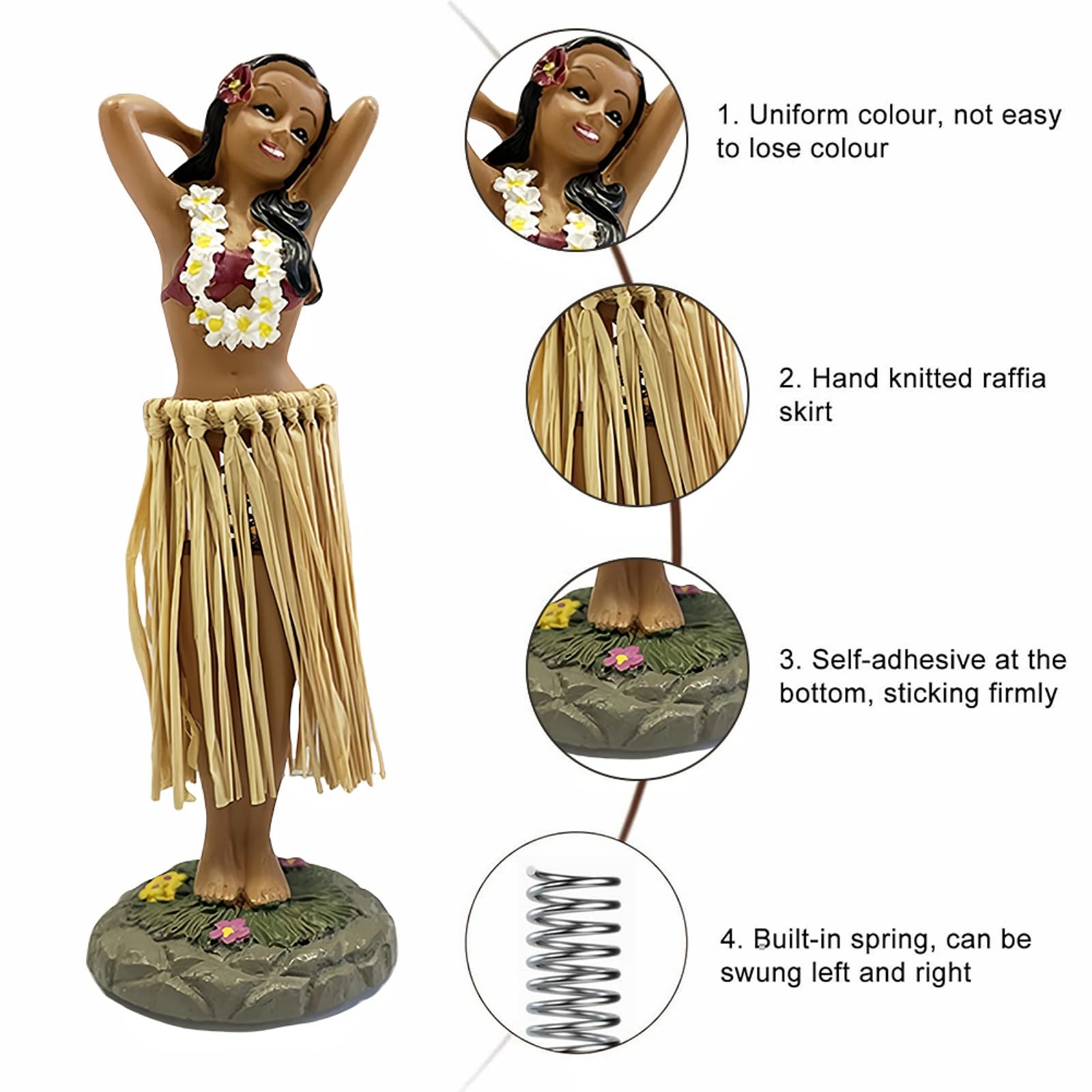 Hawaii Dashboard Hula Doll, Figurina Realistica in Poliresina Premium per Cruscotto Dell'auto, Hawaii Hula Girl Posing, Bambola per Tavolo di Casa/Ufficio, Bar Sulla