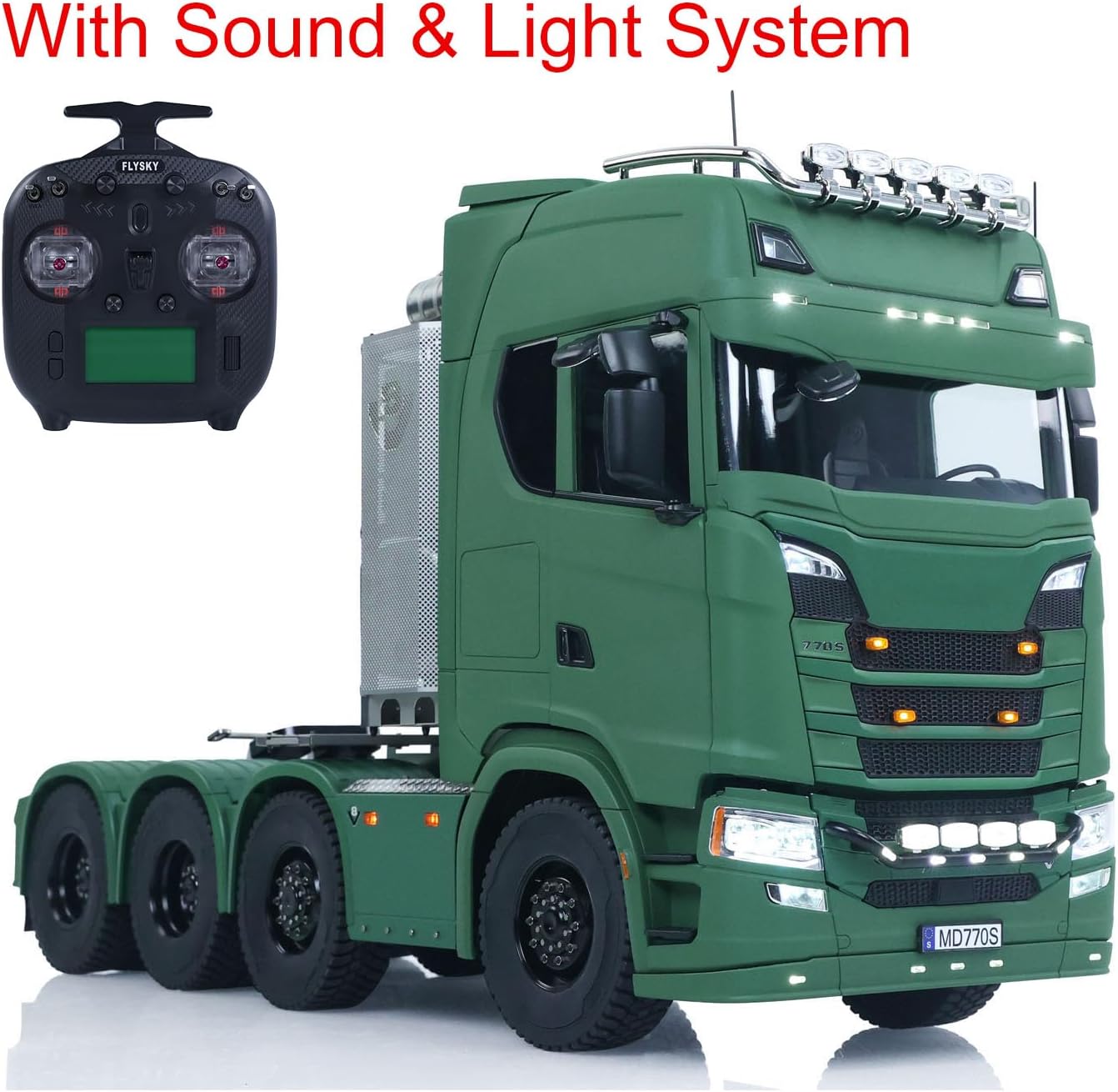 TOUCAN RC HOBBY 1/14 8x8 Metal Chassis Radio Control Tractor Truck 770S RC Lorry Car Model Differential Locks Lights Sounds Flysky ST8 Radioc for Ages 14+