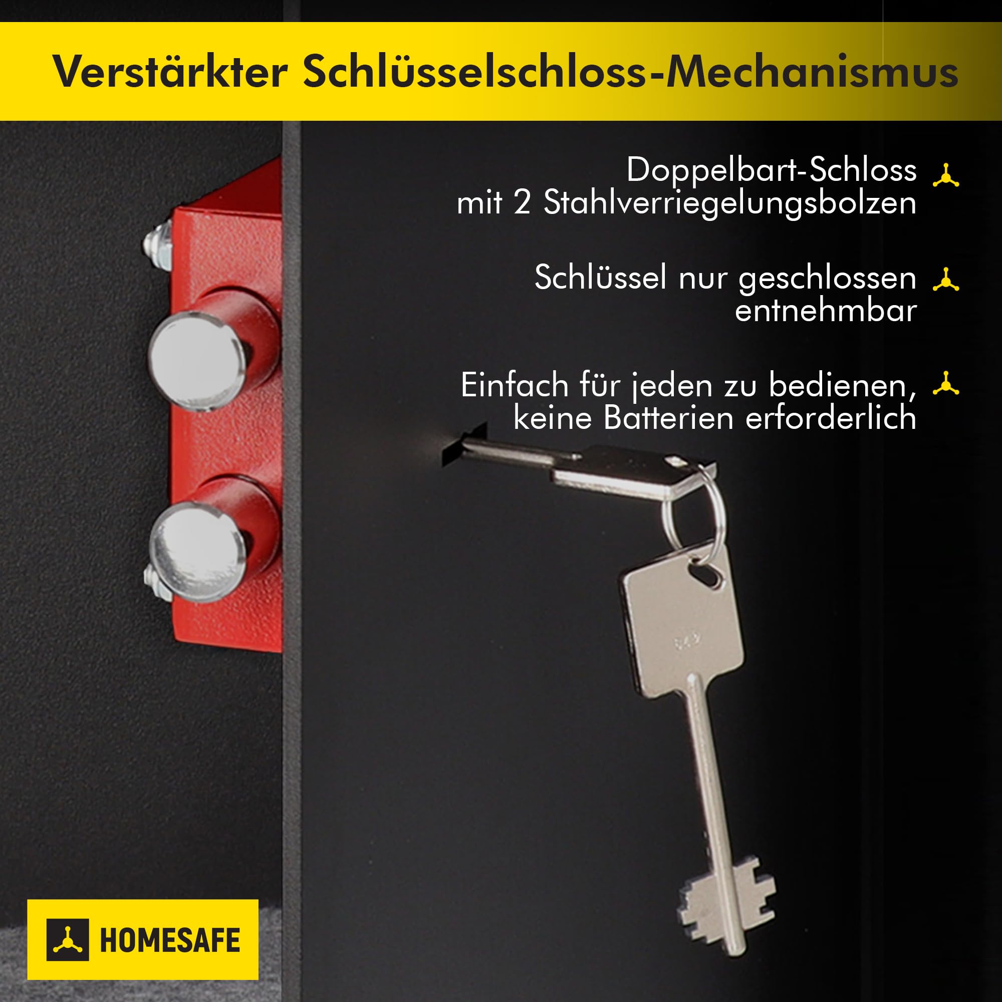 HomeSafe HV25K Möbeltresor mit Schlüssel, 25x35x25cm (HxBxT), kleiner Tresor für Zuhause, Safe Box mit Schloss, Schranksafe, Geldsafe für Geld 