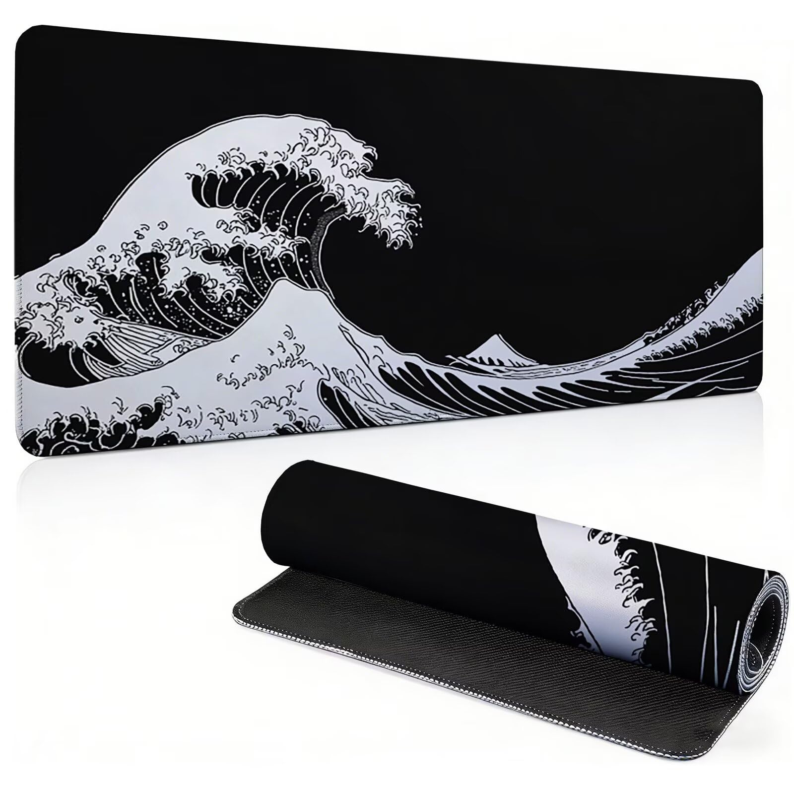 Tappetino Mouse Gaming, 1200x600mm Tappetino Mouse XXL nero 0c0-270 | Mouse Pad Grande, Ottimizzato per i Sensori da Gioco, Migliora Precisione e Velocità, per Mac e PC, onde