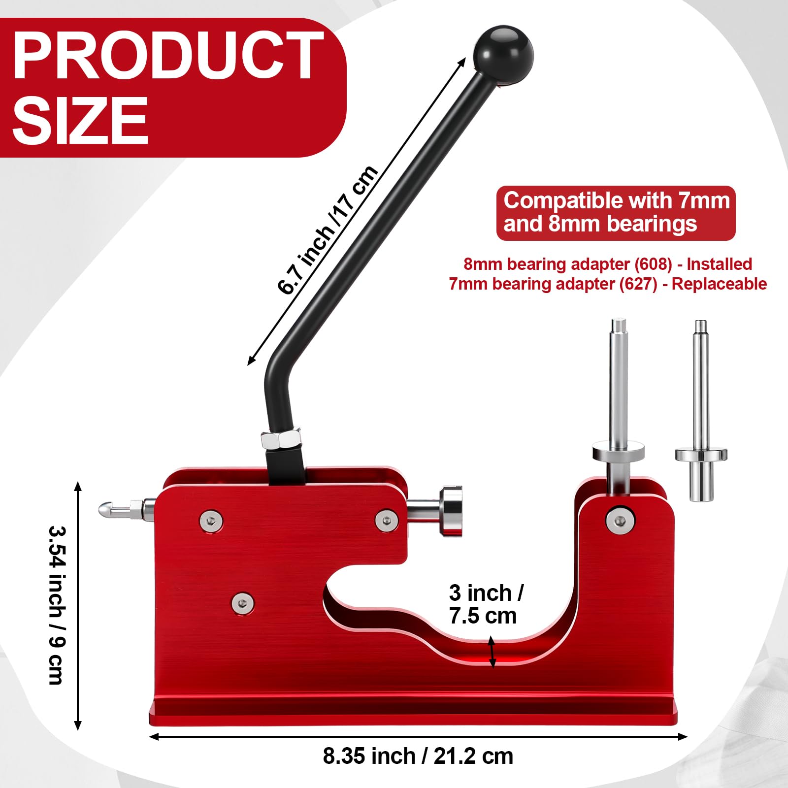 Kugellager-Presse und Abzieher, Radlagerpresse, Skateboard-Werkzeug, passend für 7 mm und 8 mm Kugellager für Skater, Skateboard, Inline, Longboard, Quad, Caster und Cruiser-Räder