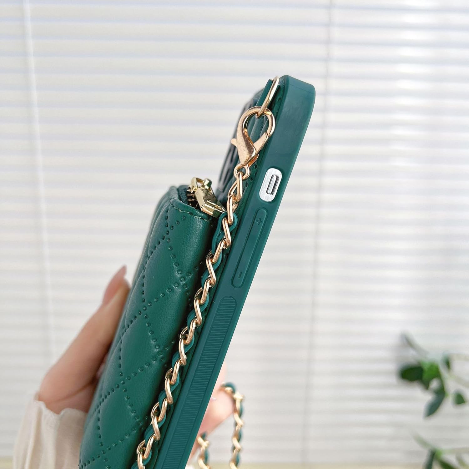 for iPhone 16 Pro Case Wallet for Women, Stylish Crossbody Wallet Case with Detachable Chain Strap&Card Slots Holder, Quilted PU Leather Kickstand Phone Cases for iPhone 16 Pro, 6.3” Green - Image 3