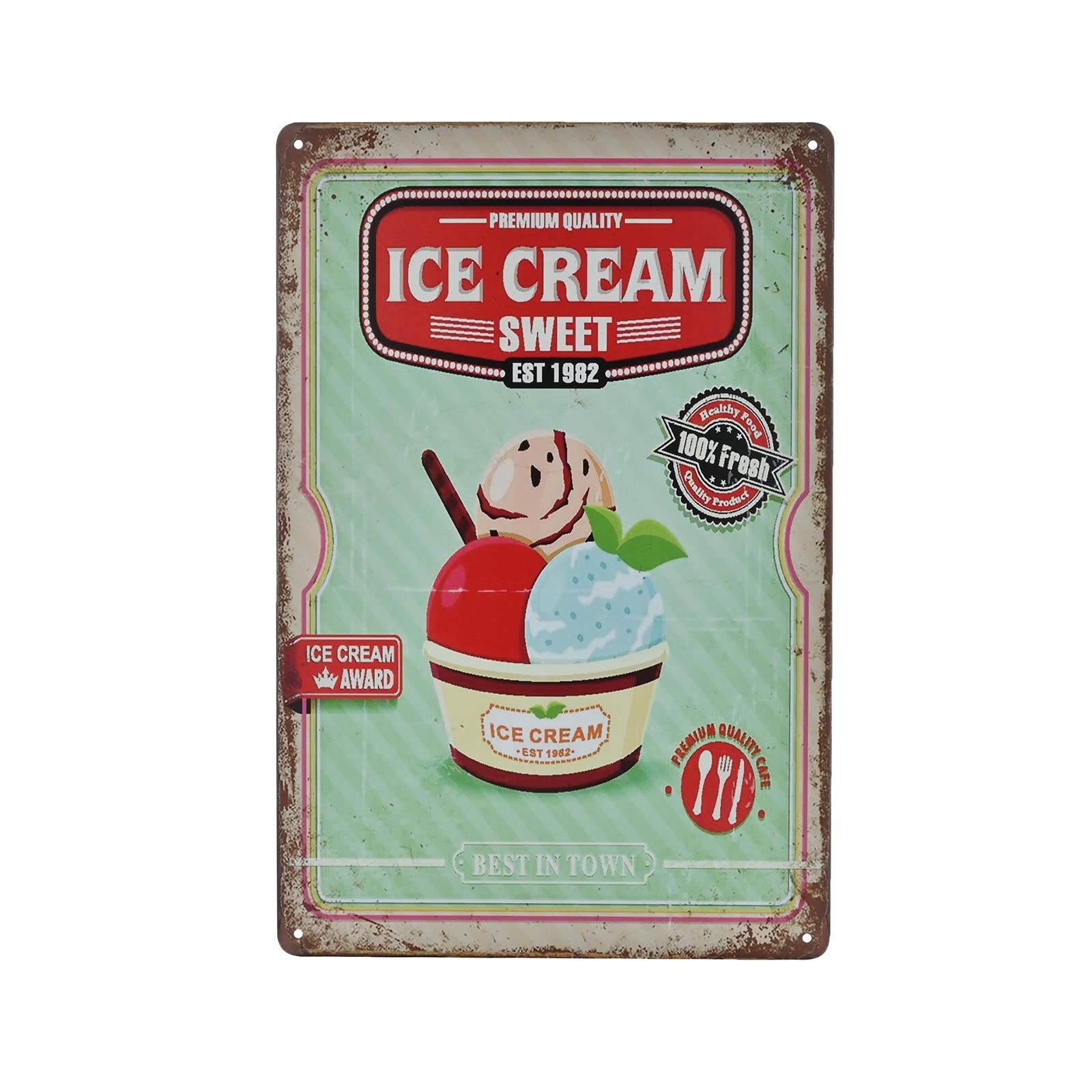 SMAZDFXX Vintage Metal Sign - Ice Cream Bakery Dessert Shop Tin Sign Decorative Wall Decor 12"x16"