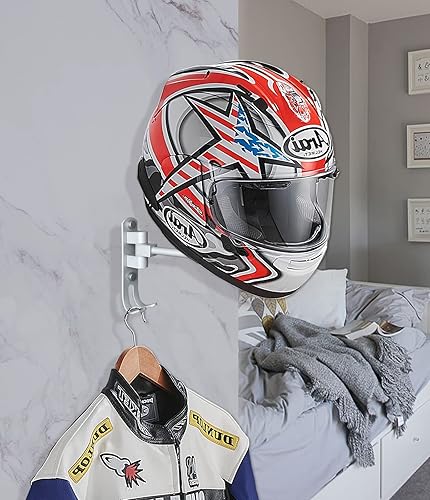 Miniatura 5 de Soportes para casco de motocicleta con guantero, soporte de pared para casco de motocicleta, ganchos para casco, rotación de 180 grados, accesorios