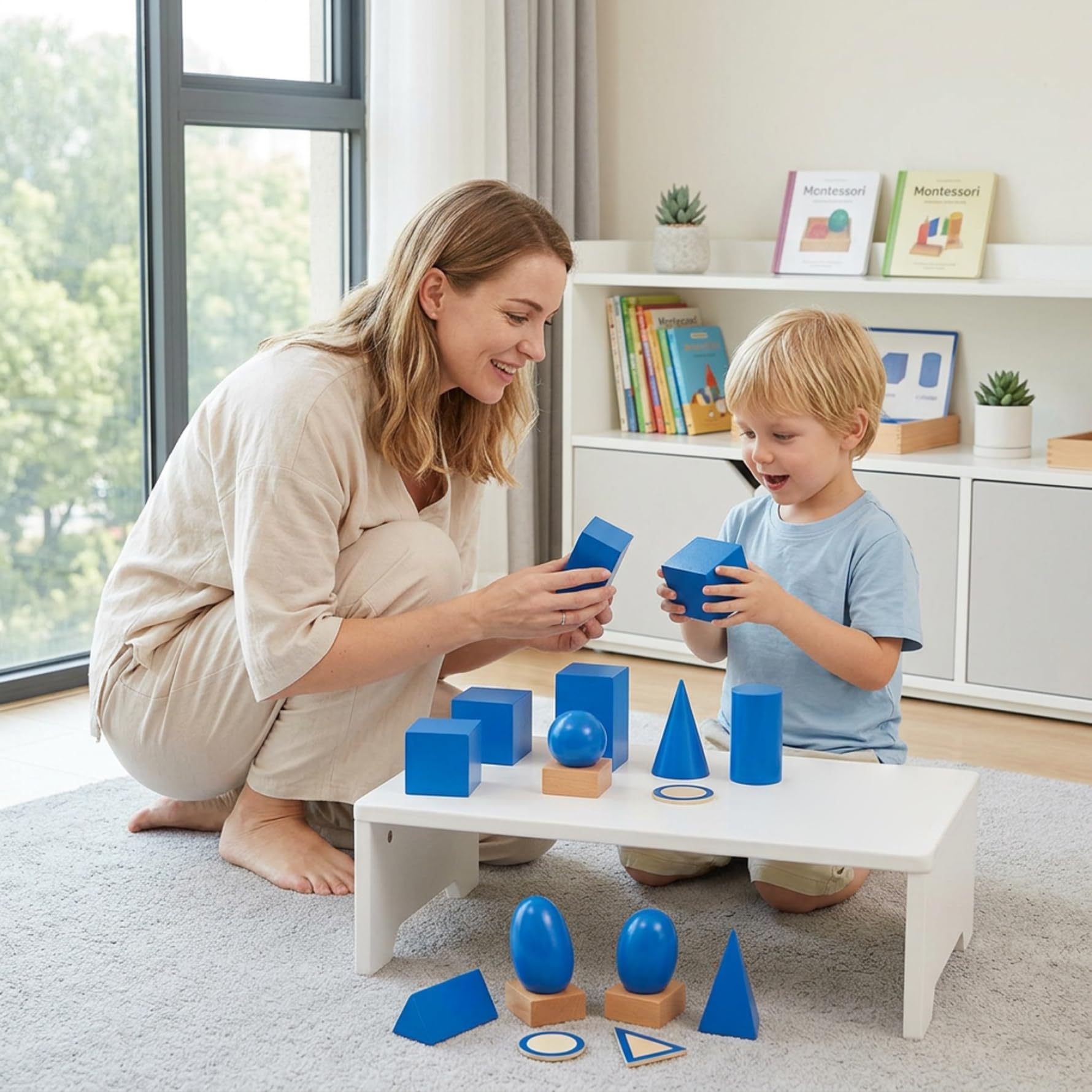 Formas 3D ideales para enseñar juguetes de madera con tarjetas a juego Conjunto de sólidos geométricos ideal para el aprendizaje preescolar Clasificador de formas Bloques de patrones Manipulativos