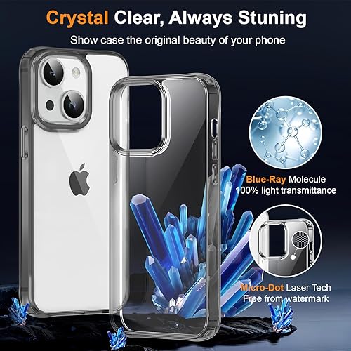 Vista 65 de MOCCA Funda transparente compatible con iPhone 15, no amarillea, compatible con carga inalámbrica, delgada, a prueba de golpes, transparente, a