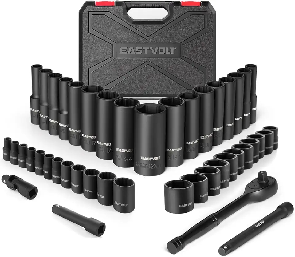 Kits de soquetes Eastvolt ASK06, 46 peças, com catraca reversível, métrico/SAE
