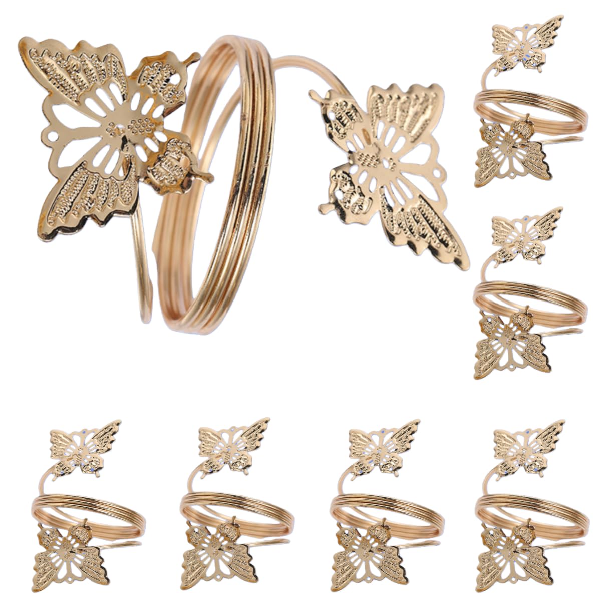 Metall Serviettenringe 50Er Packung Hohle Schmetterlings Serviettenringe für Hotel Party Geburtstag Hochzeit Roségold