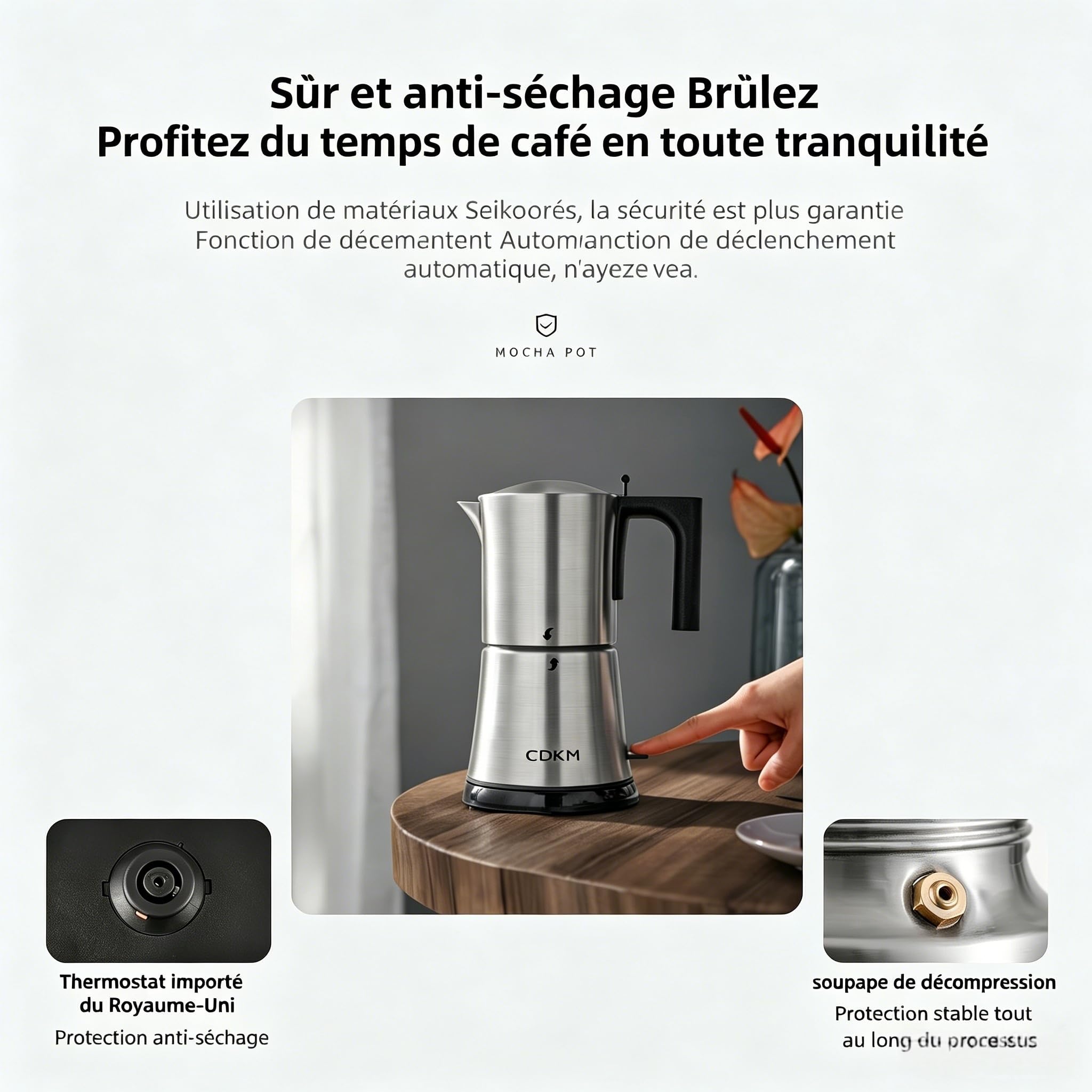 Cafetière électrique moka Mise hors tension automatique(340 ml)