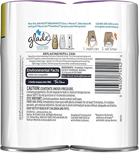 Miniatura 5 de Glade Recambio automático en aerosol, lavanda y vainilla, 6.2 onzas, (paquete de 6)