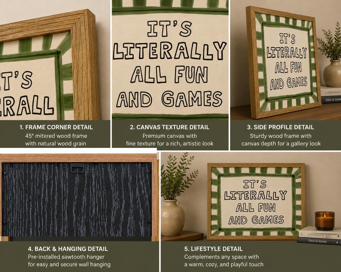 It’s Literally All Fun And Games Print Quote Wall Art Abstract Framed Decor image 3
