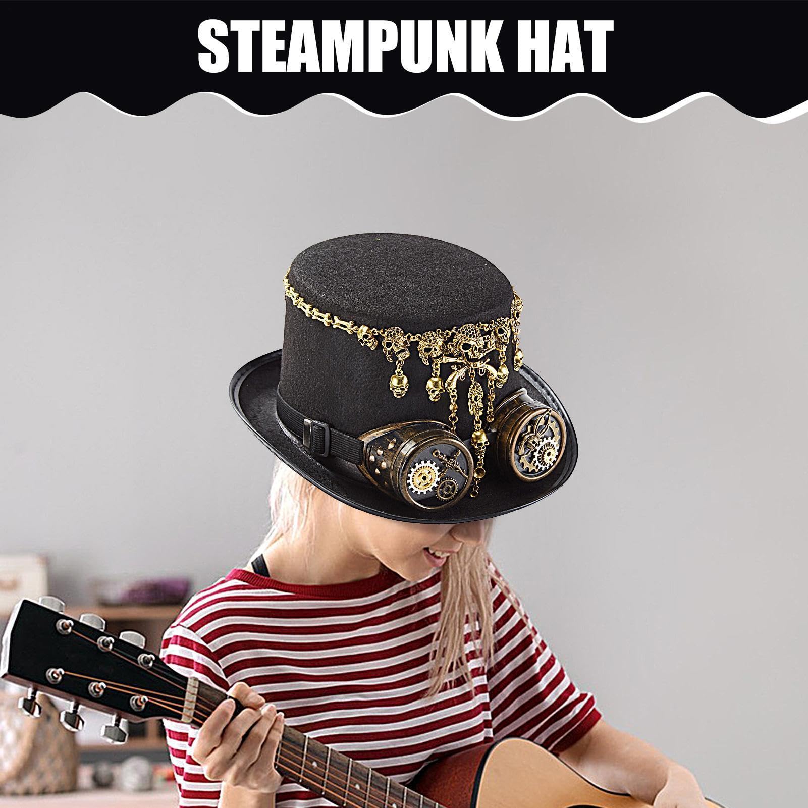 Generico Steampunk Cappello a Cilindro cosplay vintage con occhiali
