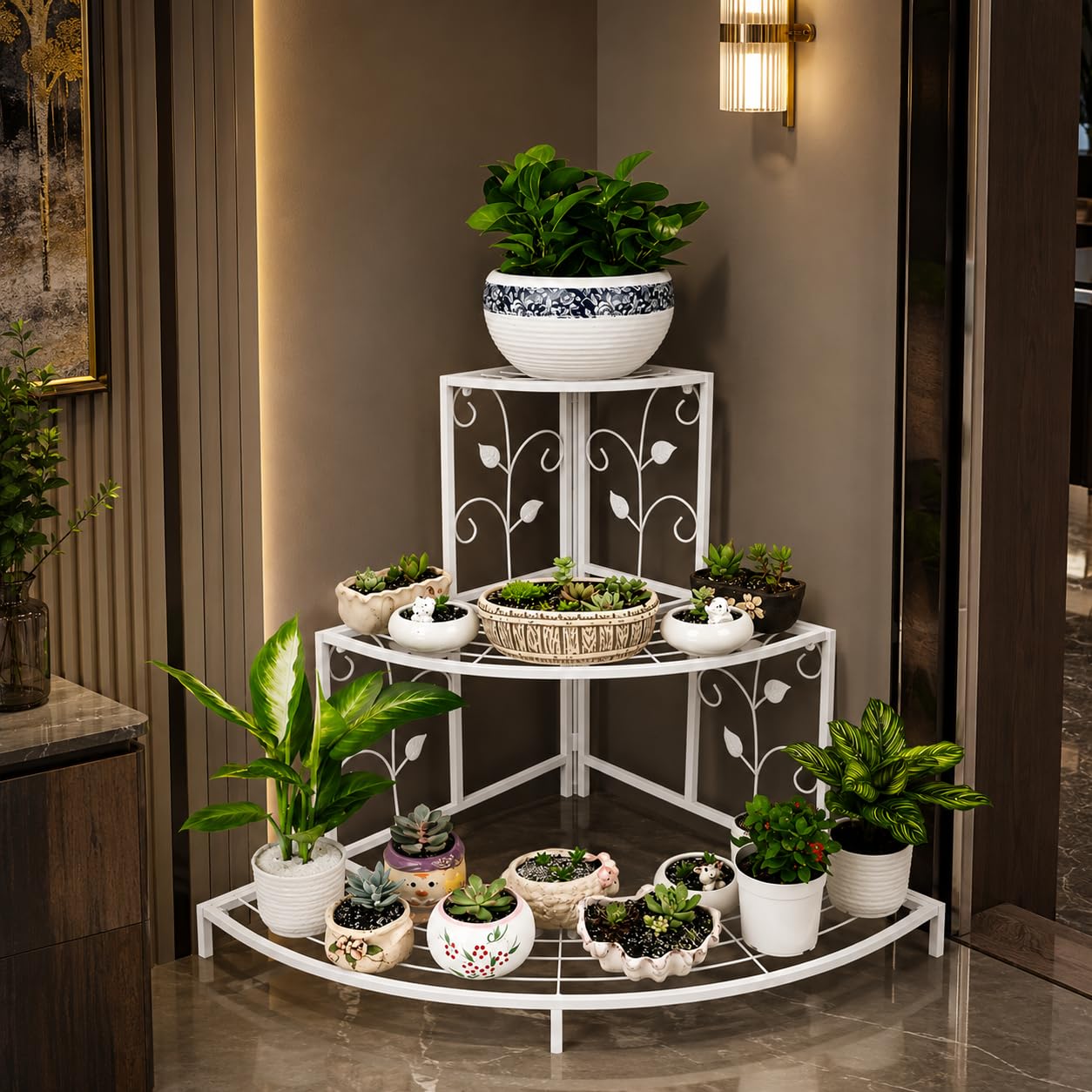 Kundi 3 Tier Metal Plant Stand - Black -7