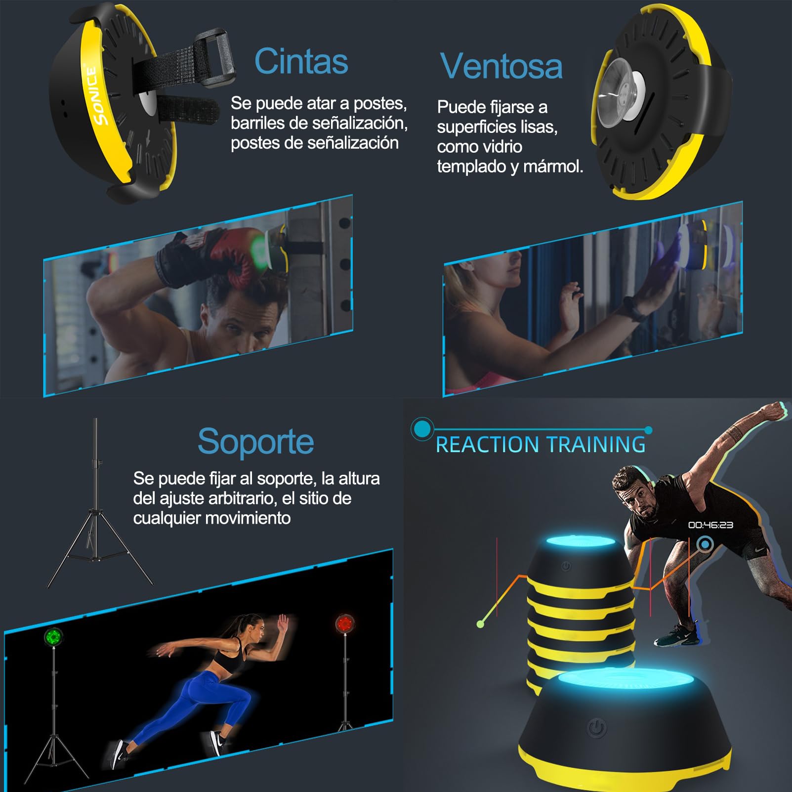 Luz De Entrenamiento De Reacción,Reaction Training Light, Apto para Baloncesto, Fútbol, Boxeo, Etc, para Mejorar el Tiempo de Reacción, el Estado Físico, la Velocidad y la Agilidad