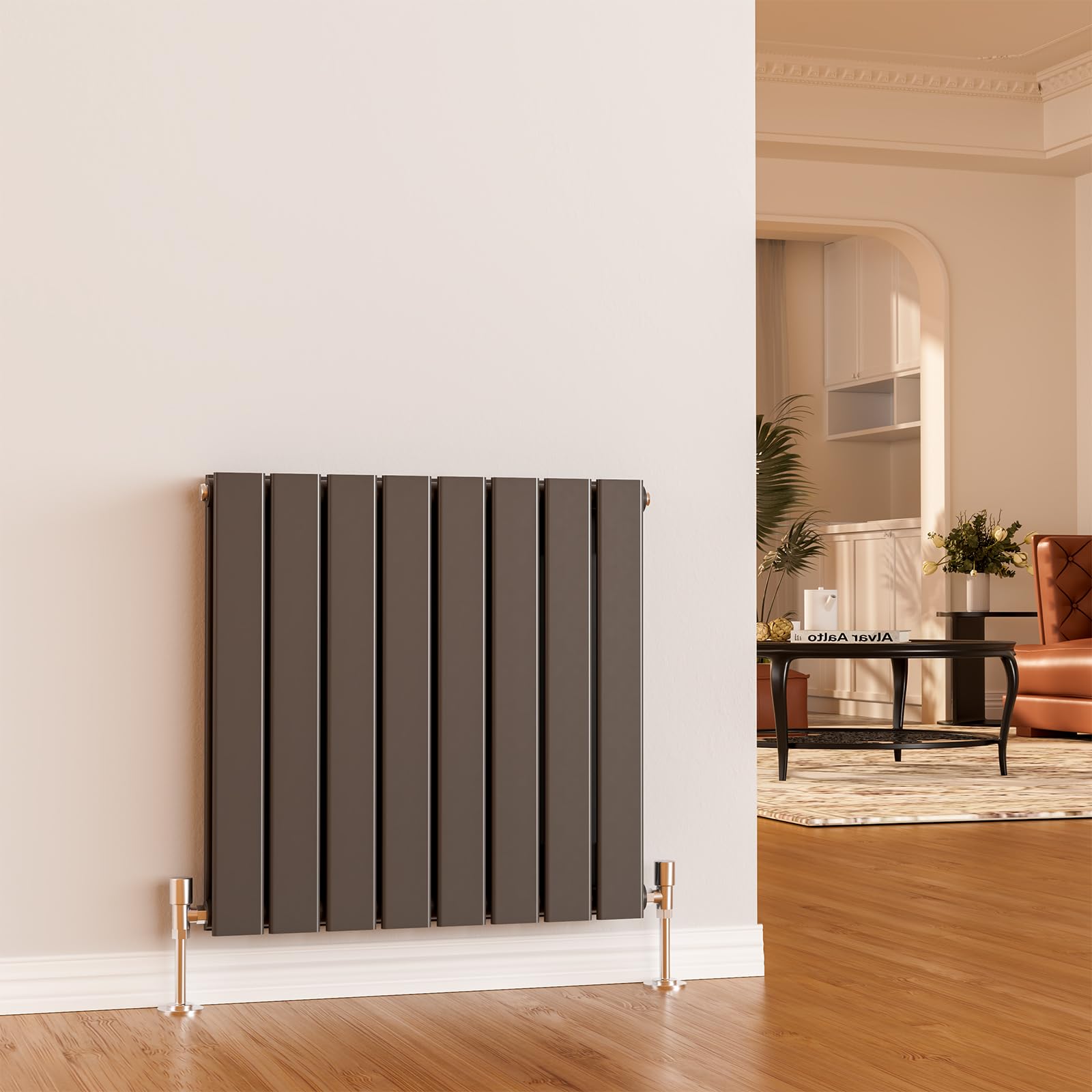 EMKE 600 x 600 mm Radiator Cover Anthracite Vertical Radiator Small Radiator Wall Mounted Modern Double Flat Panel Radiators Central Heating Radiator Bathroom Radiators for Bedroom Sitting Room