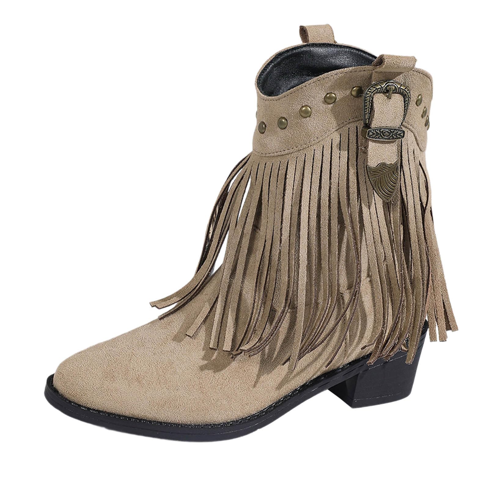 Botas de Vestir Rujer Botas Vaqueras para Mujer, de Media caña Ante, Vaqueras hasta el Tobillo, tacón bajo y Puntiagudas, Media caña Ante Perforado, Zapatos Mujer, largas