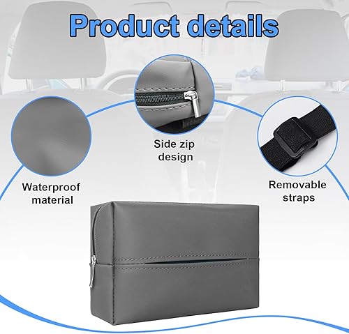 Miniatura 3 de Soporte de pañuelos para automóvil, caja de pañuelos de piel sintética para visera solar con banda elástica ajustable, soporte universal para