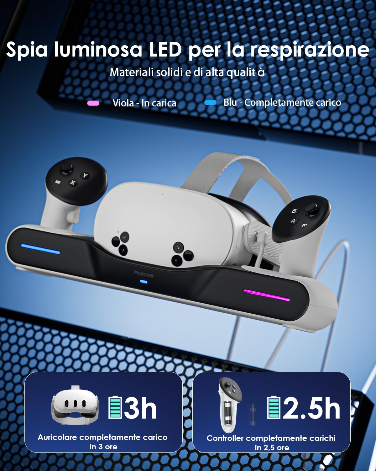Charging Dock per Quest 3/Quest 3S Stazione di ricarica magnetica accessori