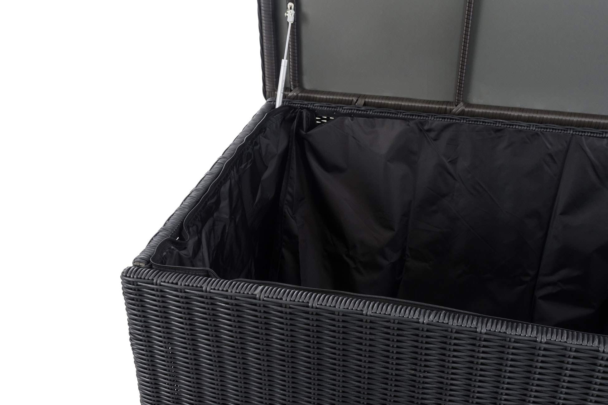 CLP Caja de Almacenamiento Comfy 5mm I Arcón de Almacenamiento en Poliratán I Baúl de Jardín Moderno I Arcón de Exterior, Color:Negro, Tamaño:125 litros
