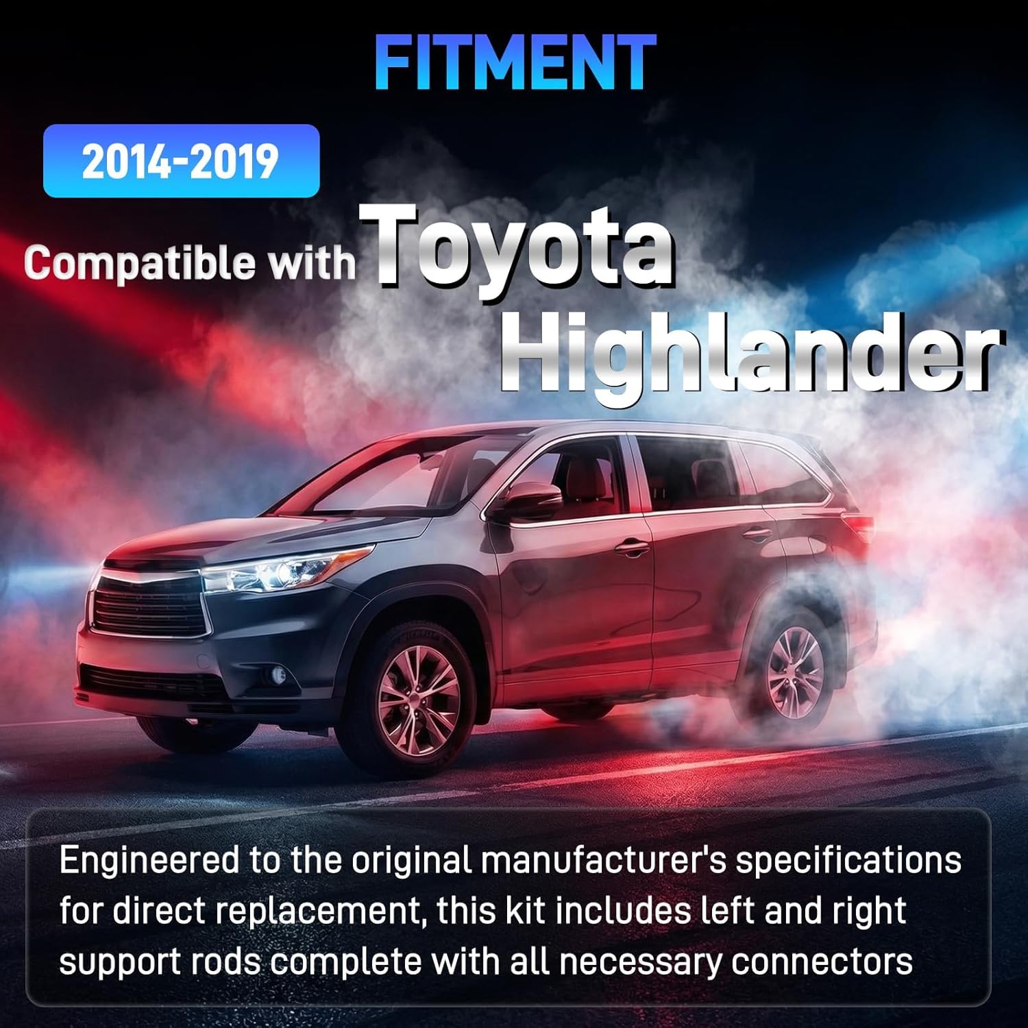 Power Liftgate Struts Compatible with Toyota Highlander 2014-2019, Rear Hatch Lift Struts Replaces #6891009130 6891009120, Trunk Tailgate Shock Support, Complete 2-Piece Set for Left and Right