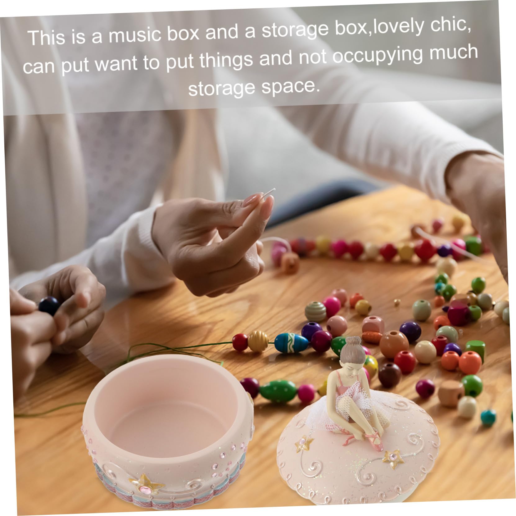 Cabilock Caja Musical de Bailarina Adorno para Hogar Almacenamiento para Joyas para Niñas Estilo Danza Rosa