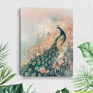 Vintage Peacock Canvas Wall Art, Flowers Peacock Aesthetic Framed Art Paintings Wall Decor Nature Scene and Animal Lover Prints Picture for Living Room Dining Room Kitchen Farmhouse Decor-2
