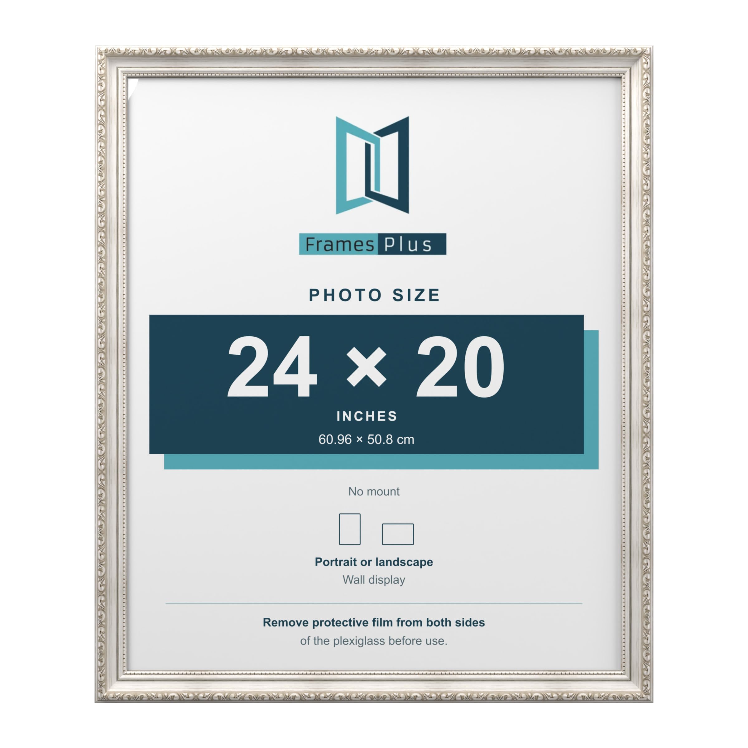 FramesPlus ORNATE Shabby Chic 24x20 Picture Frame, Silver