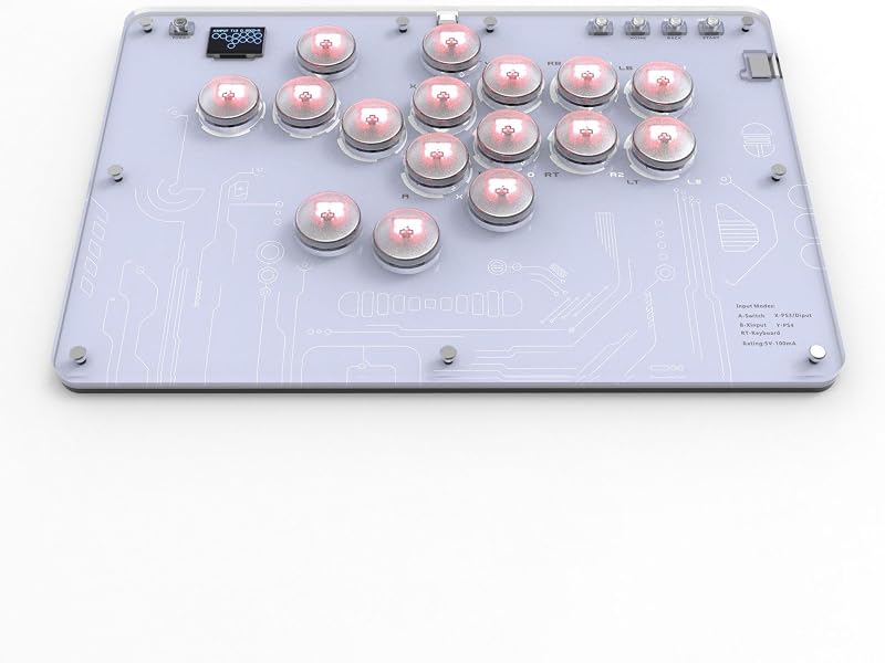 Arcade Stick Gamerfinger de 16 teclas con todos los botones con funciones Turbo y RGB personalizado, controlador Arcade Street Fight para PC/PS3/PS4/Switch/Steam Game Keyboard: admite Hot Swap y SOCD
