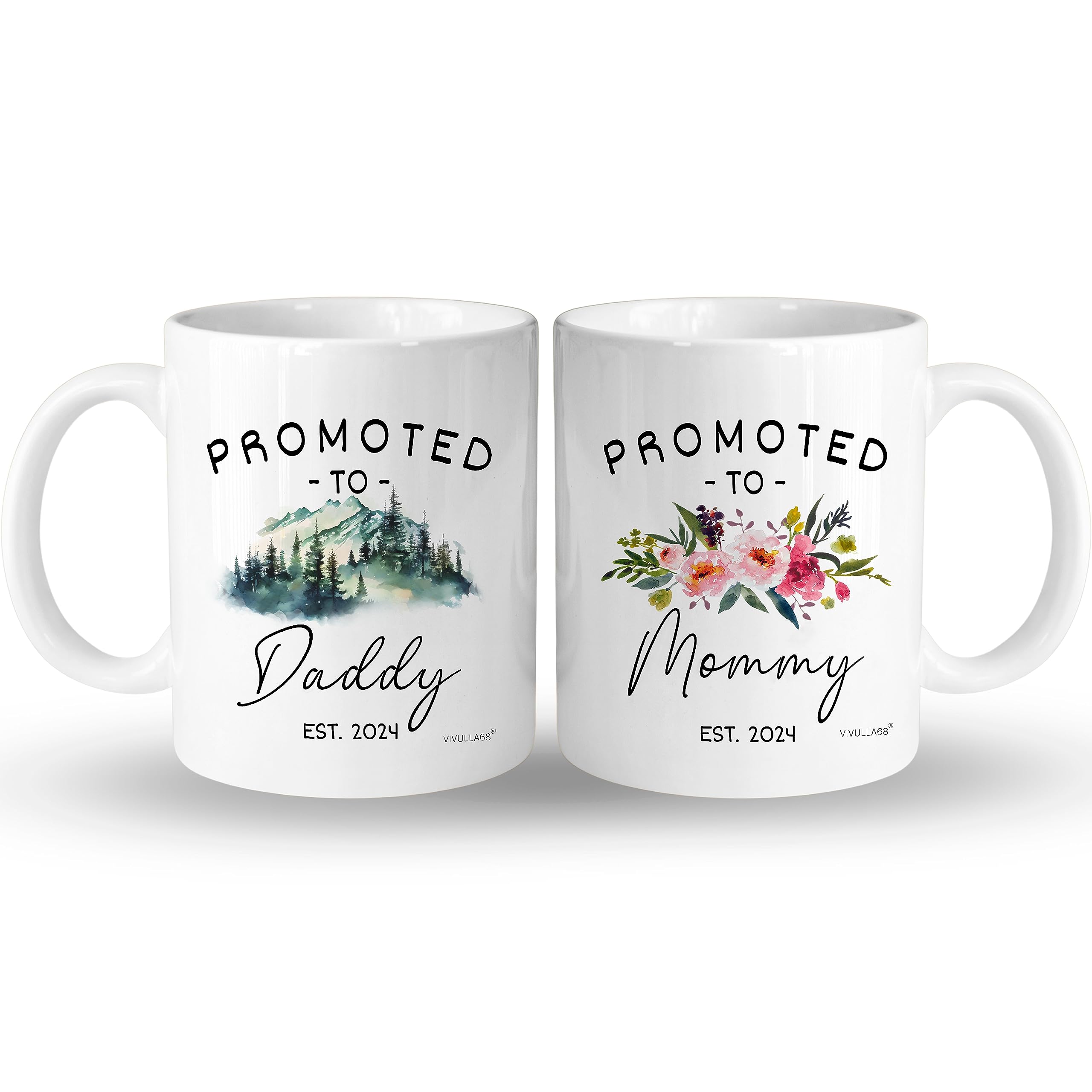 Vivulla68 Promoted to Parents Mommy Daddy 2024 Mugs, New Parent Gifts for Couple, New Mom and Dad Gifts First Time 2024, New Parents Christmas Gifts, Parent Coffee Mugs, Mom and Dad Mugs