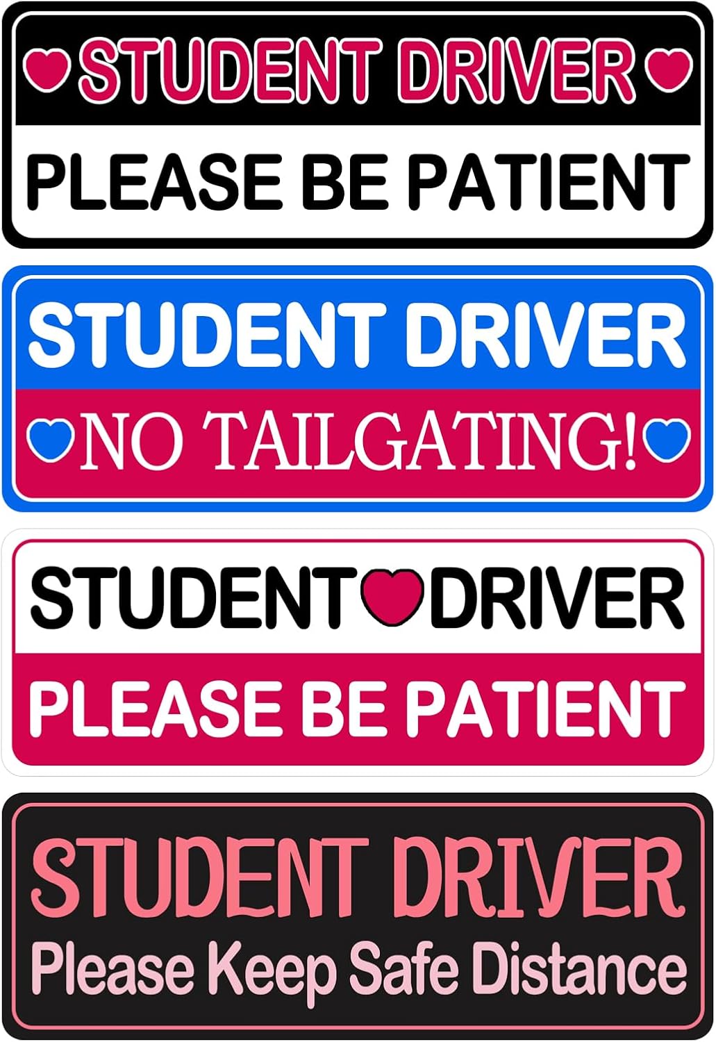 4Pcs Novice Car Stickers, Student Driver Sticker Magnet for Car, Keep Your Distance Safety Sign Removable Lovely Suitable for Novice Drivers & Students Supplies