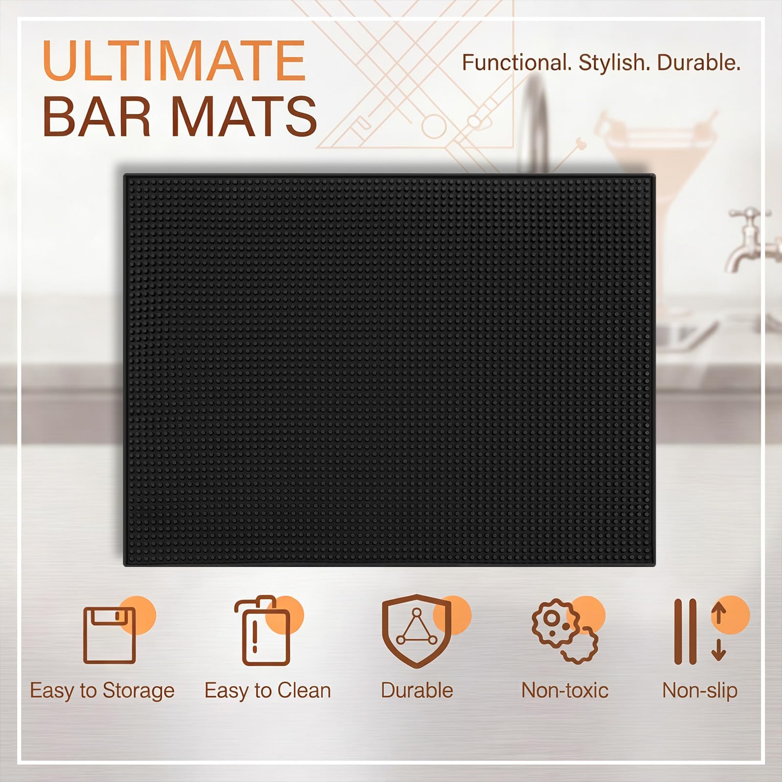 Tioncy 1 Pack Extra Large Bar Mat, 32 x 24 Inch Black Countertop Liner — Amazon image 3