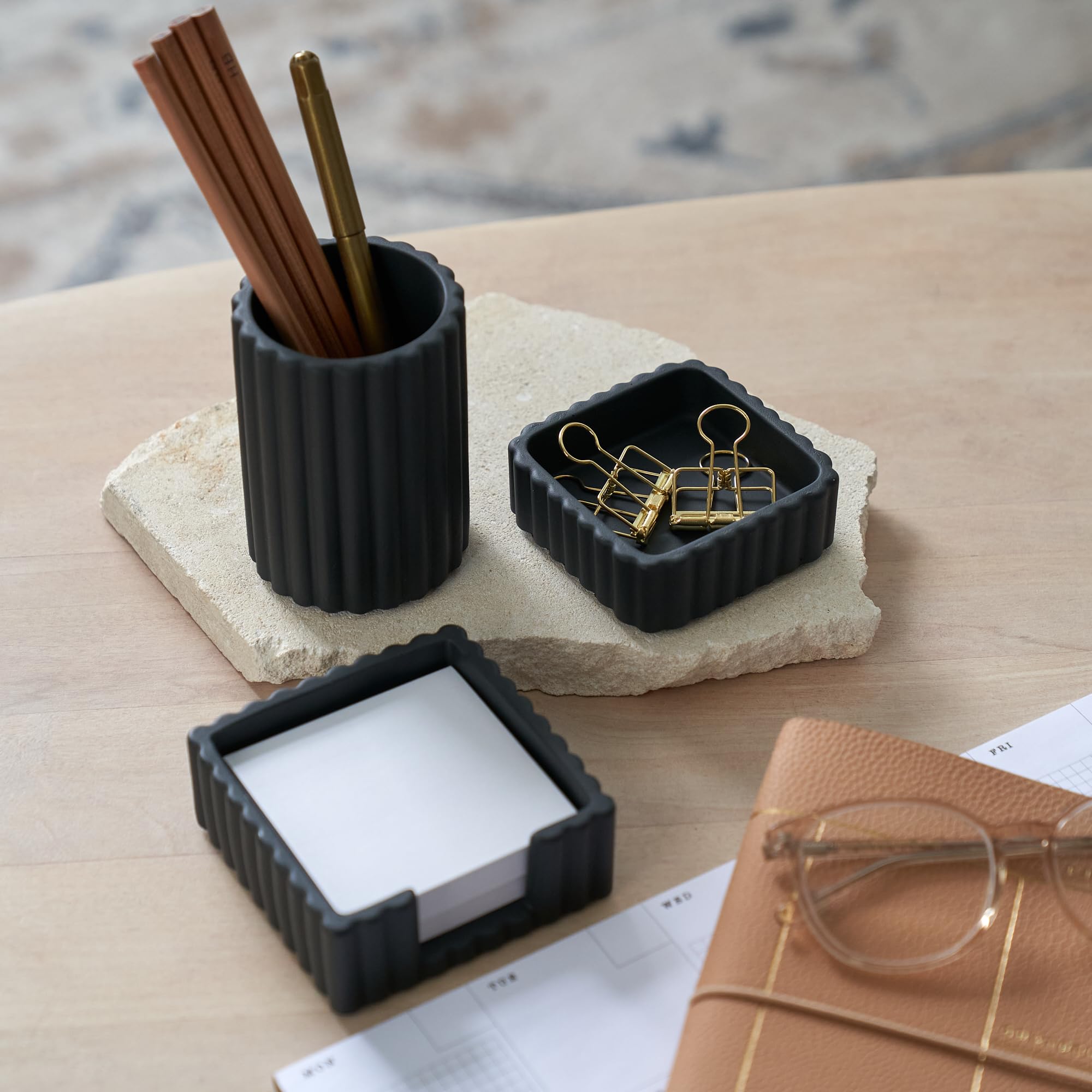 Concrete Desk Organizer Set - Stylish Office Supplies -4