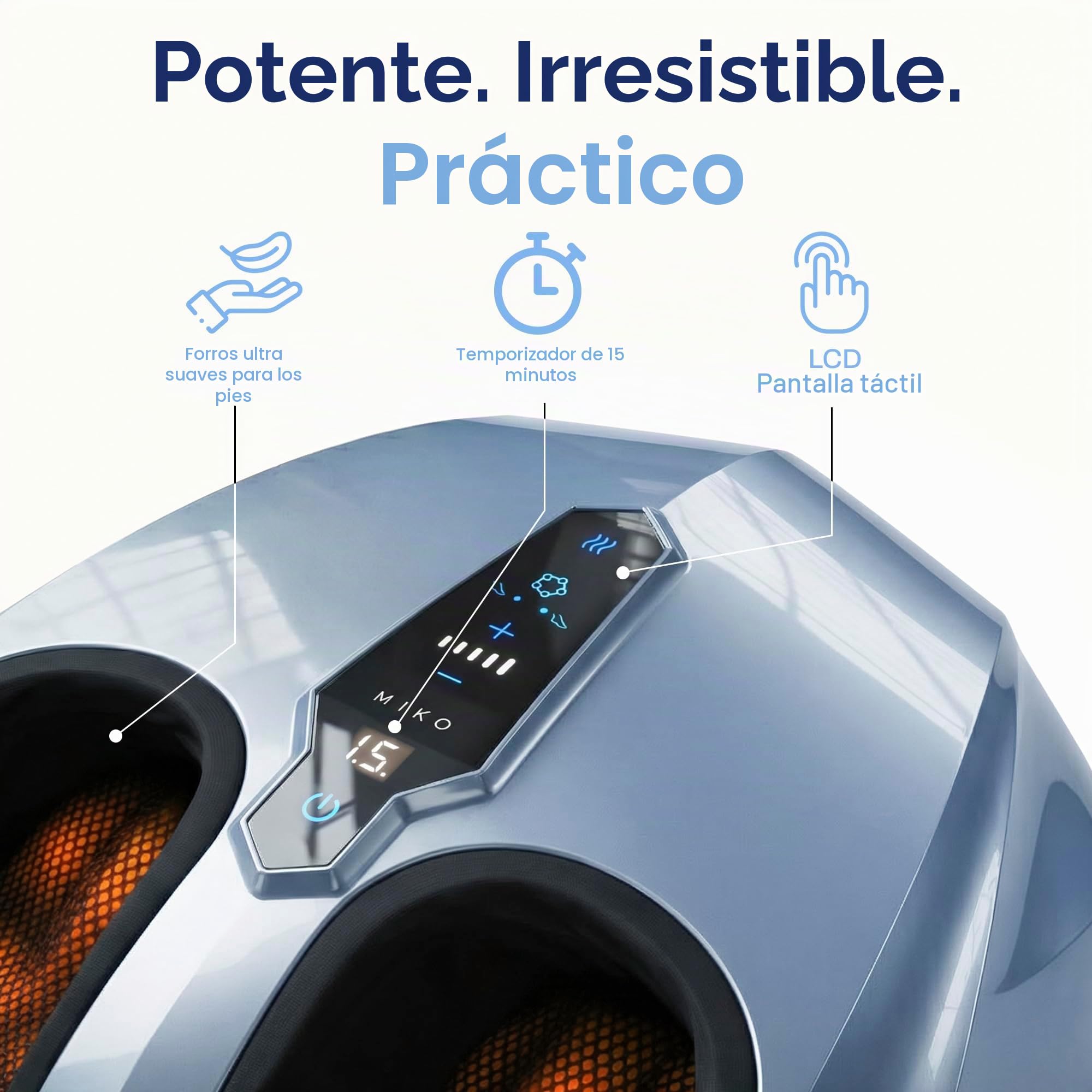 Miko Máquina de masaje de pies con amasamiento profundo, compresión, shiatsu y calor para la fascitis plantar, neuropatía, se ajusta hasta la talla 47 para hombres.