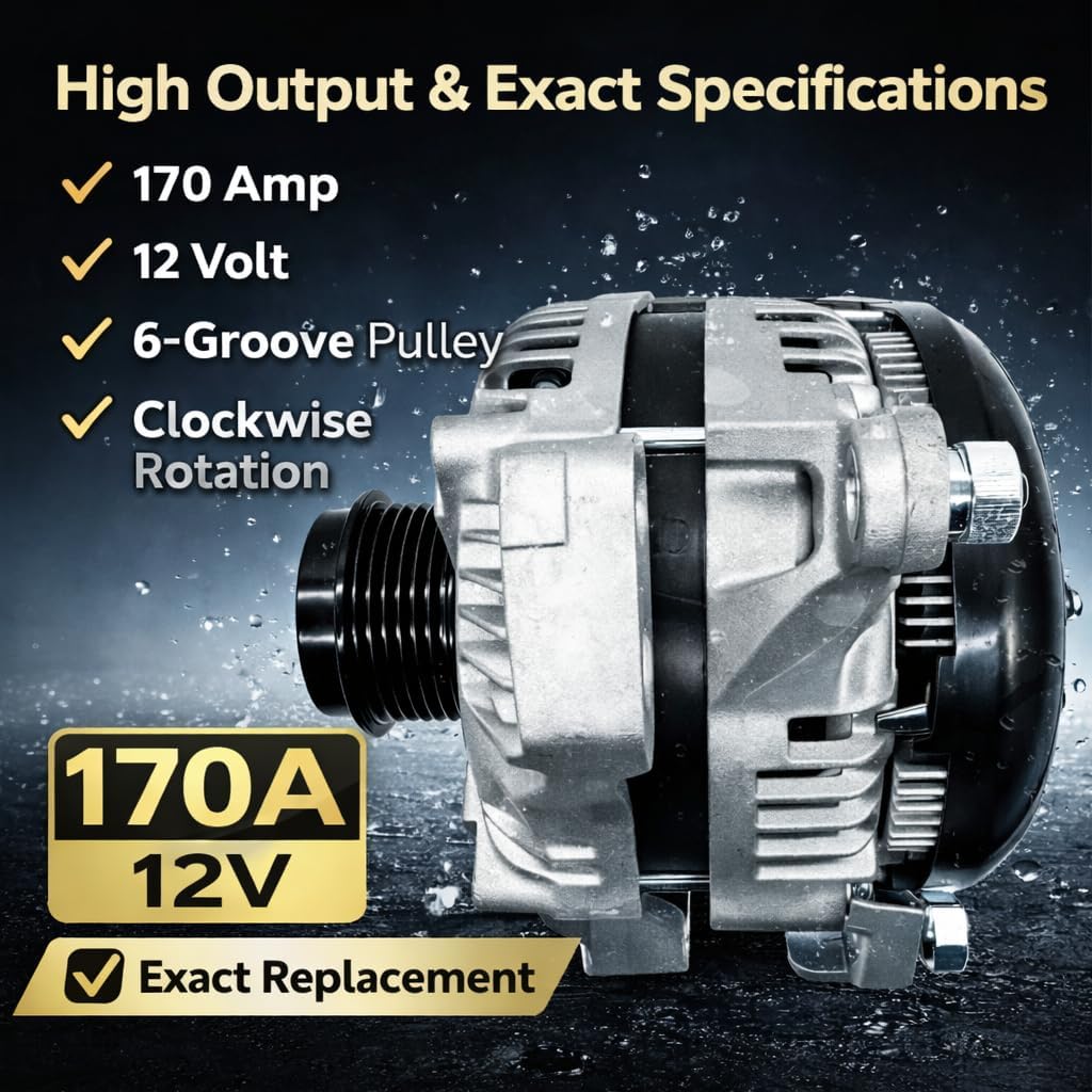 For 2017–2020 GMC Acadia (NOT for Acadia Limited) | 170A Alternator OE 104211-0261 | Fits Cadillac XT5 XT6 Chevy Blazer | Non Start/Stop Only