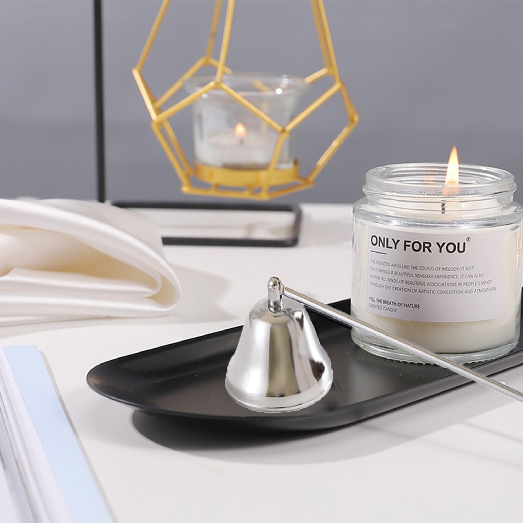 Éteignoir à Bougies En Acier Inoxydable - Forme Cloche, Manche Long - Pratique Et Sûr Pour La Maison (Argent)