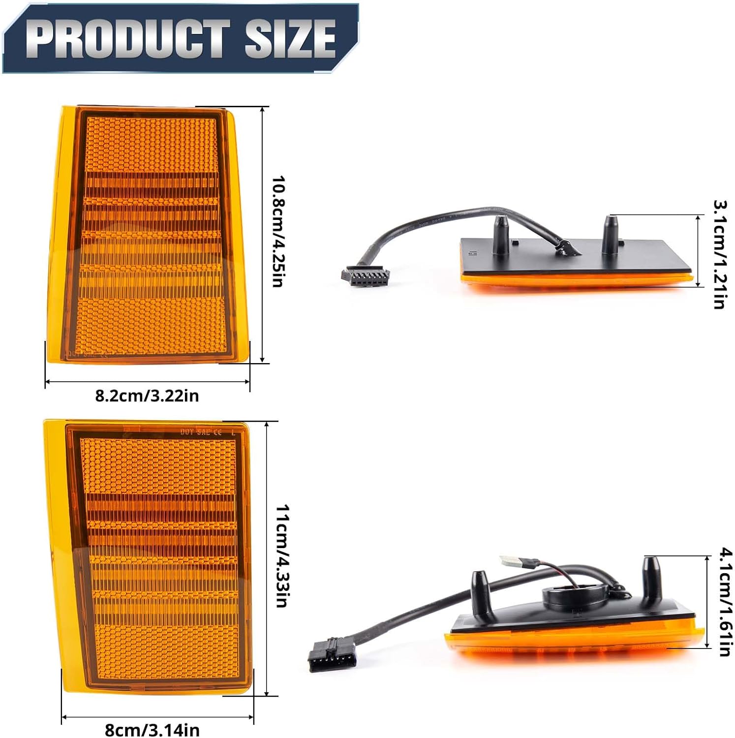 Dynamic LED Front Corner Light Side Marker Signal Lamps Assembly Kit for 1988-1993 Chevy C/K 1500 2500 3500 Pickup Truck 1992 -1993 Chevy Blazer、Chevy Suburban C1500 C2500 K1500 K2500 Amber Lens 4 PCS