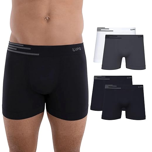 Kit 4 Cuecas Boxer Lupo Microfibra Poliamida Sem Costura Adulto Masculino