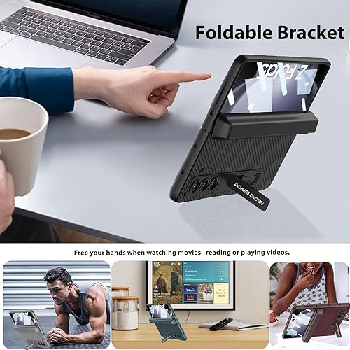 Miniatura 4 de Miimall Funda para Galaxy Z Fold 5, soporte integrado para S Pen + protección magnética de bisagra+protector de pantalla+soporte de grado militar a