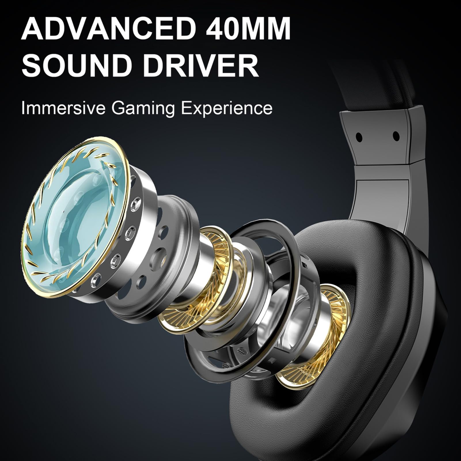 XUMIUZIY Cuffie da Gioco Cablate per PC, Cuffie Auricolari con Cancellazione del Rumore con Microfono, Luce LED, Audio Surround 7.1, Cuscinetti Auricolari in Memory Foam, Driver da 40 (USB)